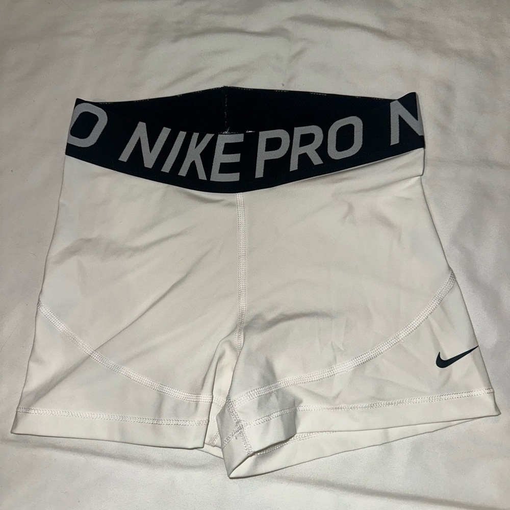 Nike Women's Pro Athletic Shorts in White and Black